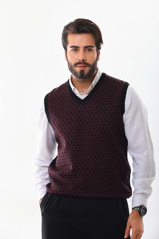 Pelikan Erkek V Yaka Desenli Süveter 7627 Bordo