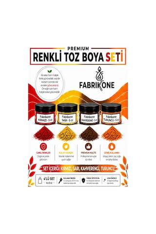 4'lü Set Premium Parafin Soya Wax Toz Mum Boyası Hobi Seti - 5 Cc Kırmızı, Sarı, Kahverengi, Turuncu Bkfab4ksrkht5g Karışık
