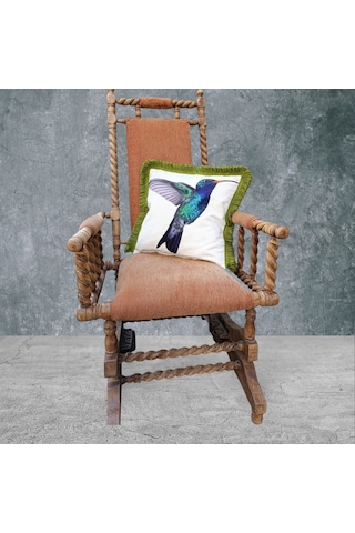 Hummingbird Kuş Çift Taraflı Dekoratif Püsküllü - Saçaklı Kırlent Karışık/Çok Renkli