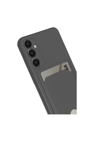 Storeşahin Samsung Uyumlu Galaxy S24 Fe Kılıf Kelvin Kartvizitli Silikon - Gri Shn0720