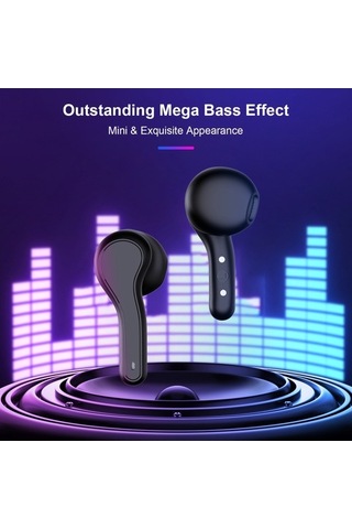 Primepickings R28 Bt5.0 Gerçek Kablosuz Spor Kulaklık Mega Bas Stereo, Akıllı Gürültü Azaltma Dokunmatik Led Ekran