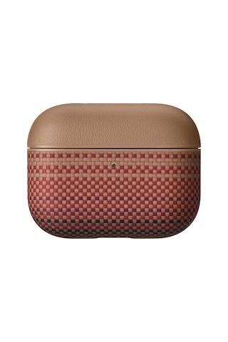 Apple Uyumlu AirPods Pro 3 Kılıf Aramid Fiber Pitaka Tactile Woven Sunset-moonrise Serisi Kapak Kahverengi Kahverengi