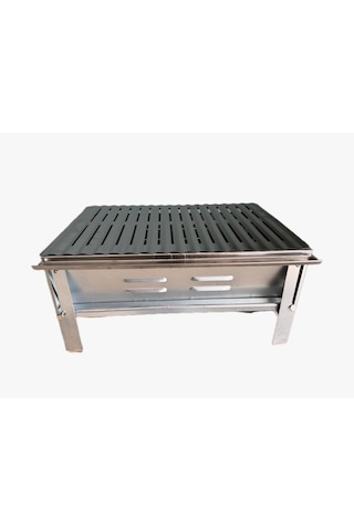 Despina Home Katlanabilir Krom Izgaralı Galvaniz Mangal Çantalı 0.60mm Kalın Gümüş