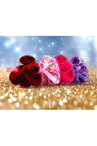 Büro Ev Ofis Hijyeni İçin Kalp Kutulu Gül Motif Sabun