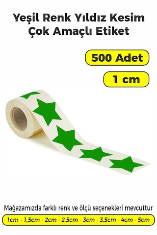 Yeşil Renk Yıldız Kesim Sticker Etiket 1cm - 500 Adet Yeşil Yeşil Renk Yıldız Kesim Sticker Etiket 1cm - 500 Adet Yeşil