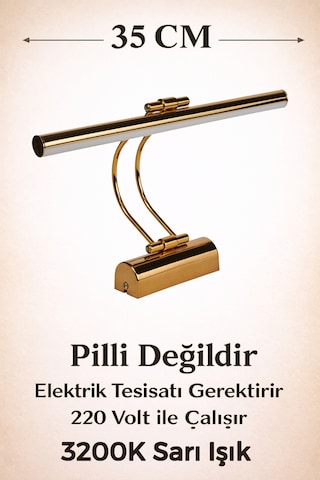 Merwish 35 Cm Flüt Led Aplik 3200k Sarı Işık Kablolu Duvar Apliği 220v Elektrik Bağlantılı Modern Tasarım 35cm 3200k Gold
