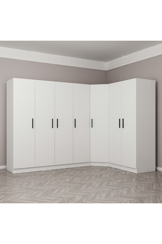 Kale 7 Kapak 2ç Köşe Zincir Dolap - Beyaz 210cm