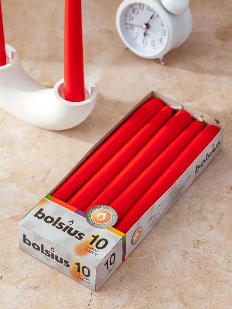 Bolsıus Ev İçin Antik Uzun Mum Seti 195314360 Kirmızı