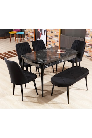 Bendir Masa - 4 Polo Sandalye Ve Bench - Masa Takımı