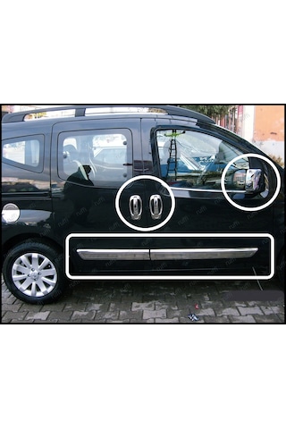 Fiat Fiorino 3'Lü Krom Set Yan Kapı Çıtası Kapı Kolu Ayna Kapağı N11.3256