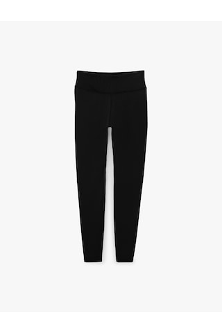 Koton Yüksek Bel Slim Fit Dikiş Detaylı İnterlok Spor Tayt Siyah 7wak40109nk