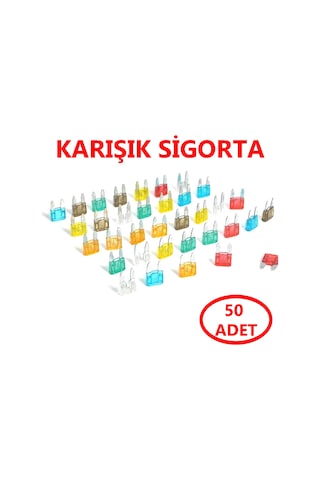 50'li Araç Mini Bıçak Sigorta 50 Adet Karışık Amperler
