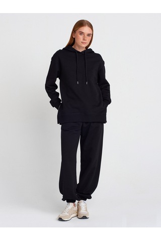 Dilvin 40401 Yanları Fermuarları Sweat Siyah