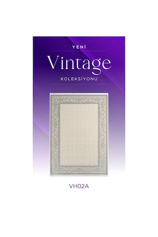 Royal Halı Vintage Vh02a Krem Gri Akrilik Yumuşak Dokulu Klasik Motifli Halı