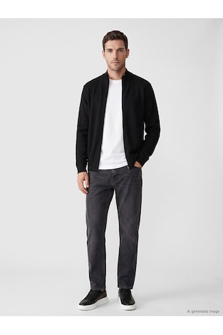 Lcwaıkıkı Classic Siyah Regular Fit Dik Yaka Erkek Triko Hırka