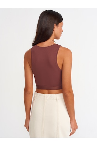 Dilvin Crop Top 101A30114 Kahve Kahverengi