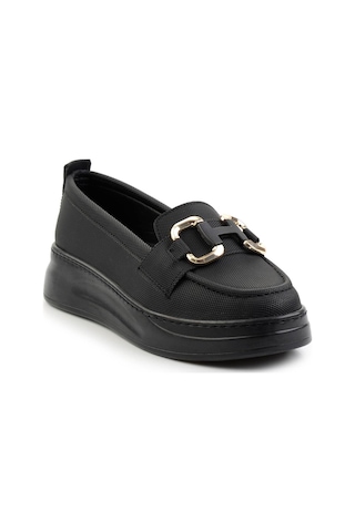 Bambi Siyah Kadın Loafer Ayakkabı K01536194509 Siyah