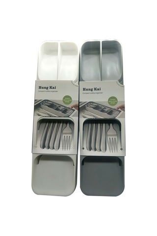 Xiyyadms Pratik Mutfak Çekmece Organizatörü - Çatal Kaşık Bıçak Düzenleyici Gri