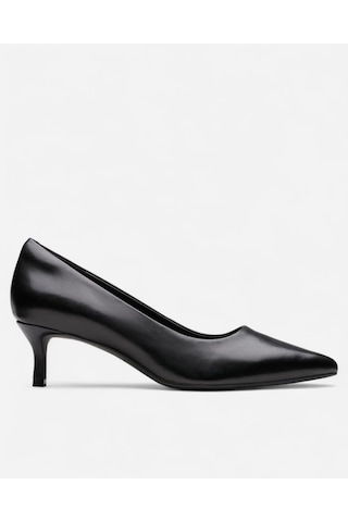 Clarks Zarey Court Black Leather, M 3 Kadın Siyah Topuklu Ayakkabı 26183156 siyah