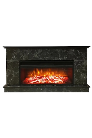 Dlc Large Penida Siyah Mermer Desen 1800 Watt Dekoratif Elektrikli Şömine