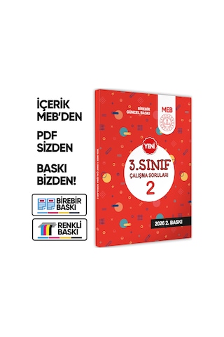 2026 MEB İlkokul 3.Sınıf Çalışma Soruları 2 Tüm Dersler Kazanım Pekiştirme Kitabı BASKI ÜCRETİ