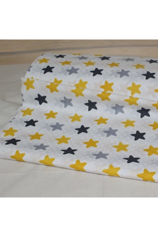 Pamuklu Nevresimlik Kumaş 100 240 Cm Sarı Yıldız Desenli Metrelik Çarşaf Yastık Ev Tekstil Kumaşı Sarı