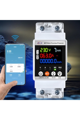 Wifi Otomatik Tekrar Kapatma Koruyucu Akıllı Devre Kesici Tek Fazlı Dijital Ekran Tekrar Kapatma Ana Çok Renkli