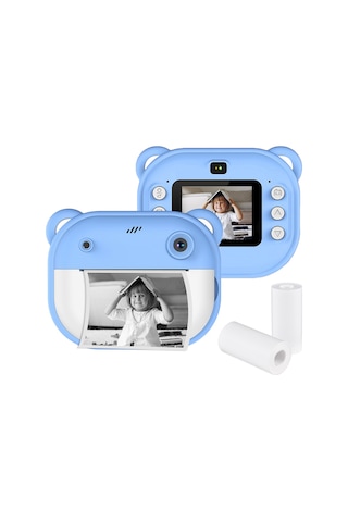 Springsun Çocuklar İçin Mavi Anlık Yazıcı Kamera - 1080p Video, Ön-arka Kameralar, 2" Hd Ekran, Dahili Li-poly Pil