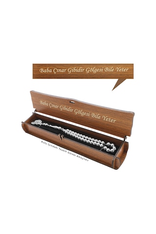 Özel Mesaj Yazılı Kahverengi Ahşap Elegance Hediye Tesbih Kutusu M-2