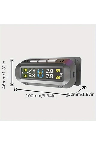 Boatshop1 Ynf Kablosuz Güneş Tpms Siyah Gerçek Zamanlı Ekran 4 Dış Sensör Pil Usb Çift Kullanım Araba Suv Mp