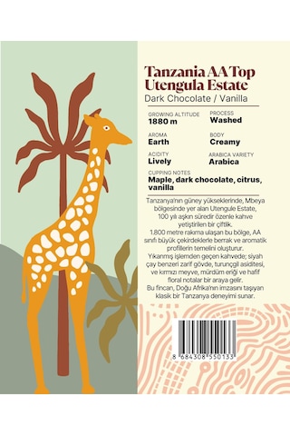 Tanzania Aa Top Utengula Estate Yöresel Filtre Kahve 250 Gr. Çekirdek Kahve