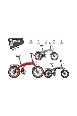 Kron Loop Armour 20" Jant Fat Bike Elektrikli Katlanır Bisiklet 36v-14,5ah Hidrolik Fren Yeşil Gri