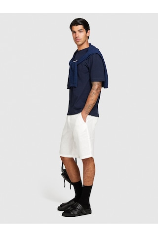 Sisley %100 Keten Slim Fit Bermuda Şort Erkek Kırık Beyaz Şort - 324p4aghs9010 Krem