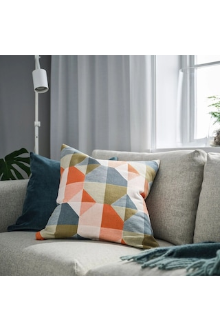 Ikea Svartho Yastık Kılıfı 50 X 50 Cm Açık Bej - Turuncu - Mavi Çok Renkli