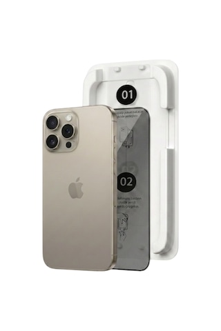 Fulltech Magicbox iPhone Uyumlu 15 Pro Max Premium Tempered Glass Aparatlı Ekran Koruyucu - Privacy