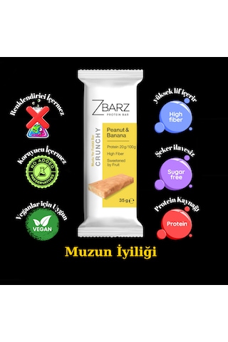 Zbarz Crunchy Muzlu Yer Fıstıklı Proteinli Bar 12 x 35 G