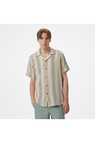 Nautica Erkek Bej Classic Fit Çizgili Gömlek W55414t Bej