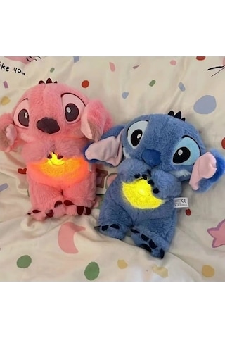 Stich Uyku Arkadaşı Peluş 25 Cm Işıklı Ve Sesli Sevimli Peluş Oyuncak Pembe