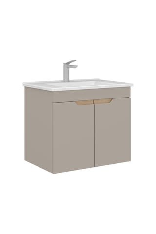 Orka Lena 65 Cm Çöl Beji Kapaklı Banyo Dolabı Takımı Çöl Beji