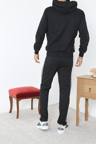 Pants Fermuarlı Kapşonlu Eşofman Takım - Siyah Siyah