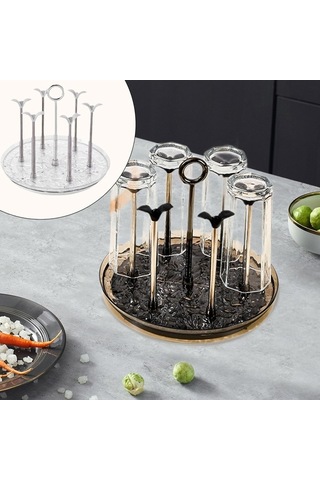 Trendooze Bar Mutfak İçme Standı Beyaz Bardak Kurutma Tezgahı Beyaz