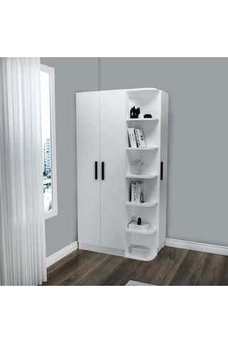 Arnetti Luses 3 Kapaklı Raflı Genç Odası Gardırop, Beyaz - Luses