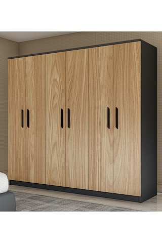 Gm 087 Favorite 6 Kapılı Aynasız Sonomo - Antrasit Gri Gardırop