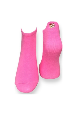 Me-vo Tekli Pembe Renkli Bay/bayan Unisex Esnek Nem Alabilen Pamuklu Pasta Desenli Patik Çorap Pembe