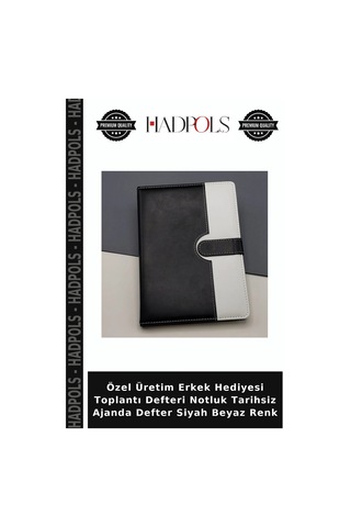 Özel Üretim Erkek Hediyesi Toplantı Defteri Notluk Tarihsiz Ajanda Defter Siyah Beyaz Renk Siyah - Beyaz