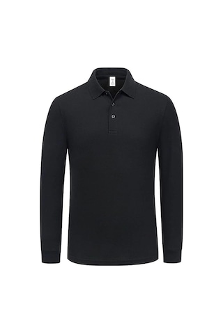 Tezzgelsin Erkek Çocuk Uzun Kol Polo Yaka Okul T-shirt Siyah