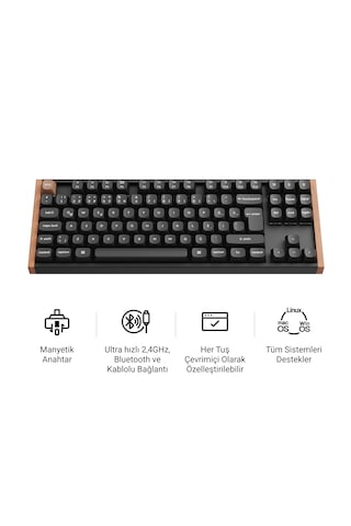 Keychron K8 He Kablosuz Manyetik Anahtar Özel Klavye Gateron Çift Raylı Manyetik Anahtar K8h-f1-tr