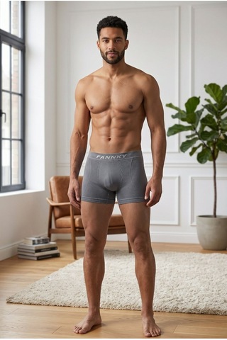 Womanandkids Night Gri Erkek Rahat Esnek Seamless 2 Li Boxer