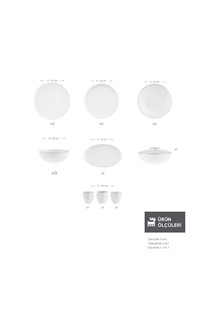 Karaca Fine Bone Meridian 55 Parça 12 Kişilik Yemek Takımı Gold