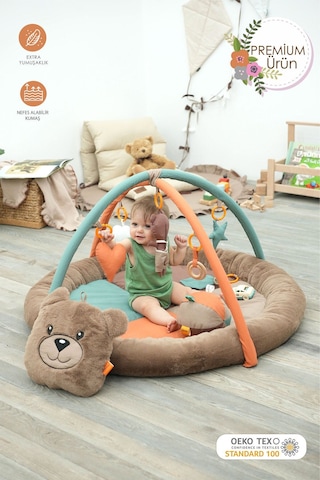 Mordesign Bebek Oyun Alanı, Morbear Bebek Aktivite Matı, Yumuşak Oyun Matı, Baby Gym Serisi, Kahverengi